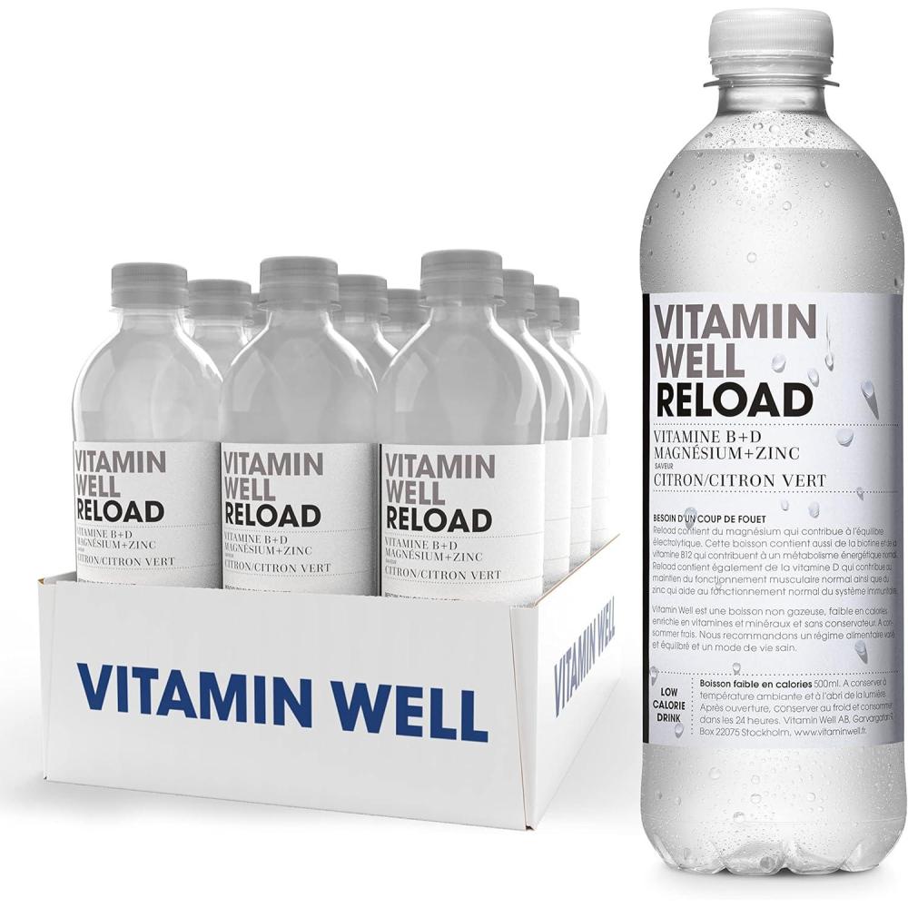 image:imageVitamin Well Boissons enrichies en vitamines et en minraux got pche 12x500ml AntioxidantReload