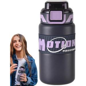 Bouteille Sportive | Gobelet À Paille 640ml Pour Boisson De Voyage – Bouteille d&rsquo;Eau en Acier Inoxydable Étanche,Idéale pour les Boissons les Voyages les Étudiants la Randonnée les Activités(Violet)