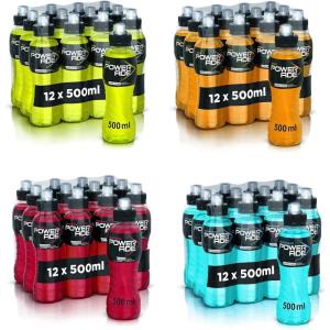 Kit Powerade Sports Mountain Blast + Orange + Blood Orange + Citrus – Boisson rafraîchissante pour le sport – Bouteille jetable – faible teneur en calories (48 x 500 ml)