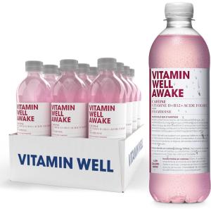 Vitamin Well – Boissons enrichies en vitamines et en minéraux goût pêche, 12x500ml (Antioxidant)(Awake)
