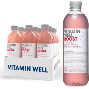 Vitamin Well – Boissons enrichies en vitamines et en minéraux goût pêche, 12x500ml (Antioxidant)(Boost)