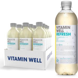 Vitamin Well – Boissons enrichies en vitamines et en minéraux goût pêche, 12x500ml (Antioxidant)(Refresh)