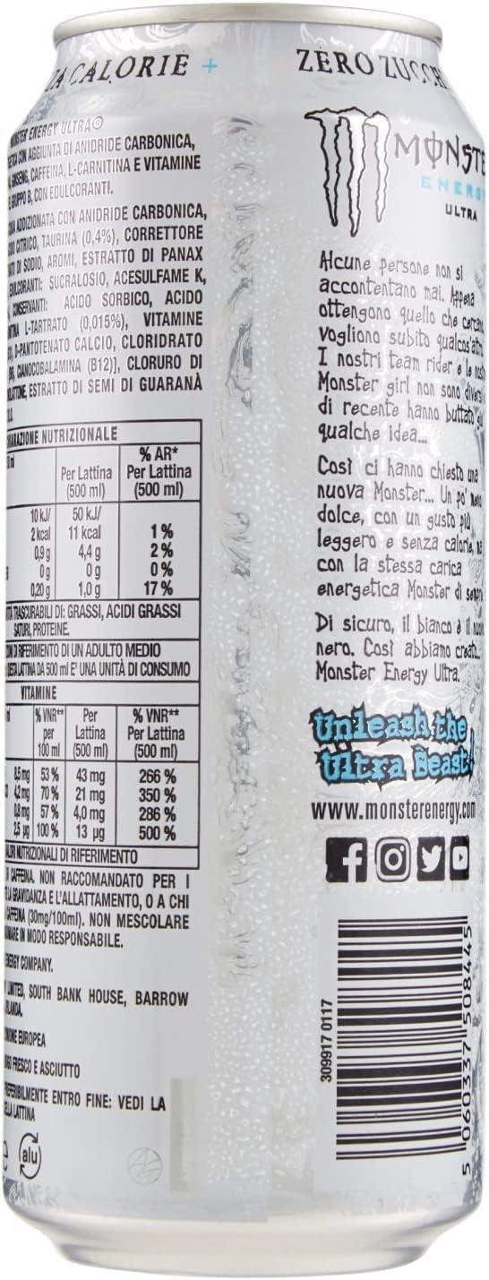 image:imageEnergy Ultra Zero Lot de 24 boissons nergisantes sans sucre zro calories Saveur lgre pas trop sucre ptillante et citronne 500 ml