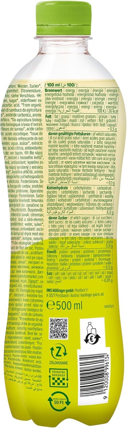 image:imageHLLINGER Bio Spritz Elderflower Boisson Ptillante Biologique Vgtalienne Sans Sucre Ajout Bouteille PET 500ml