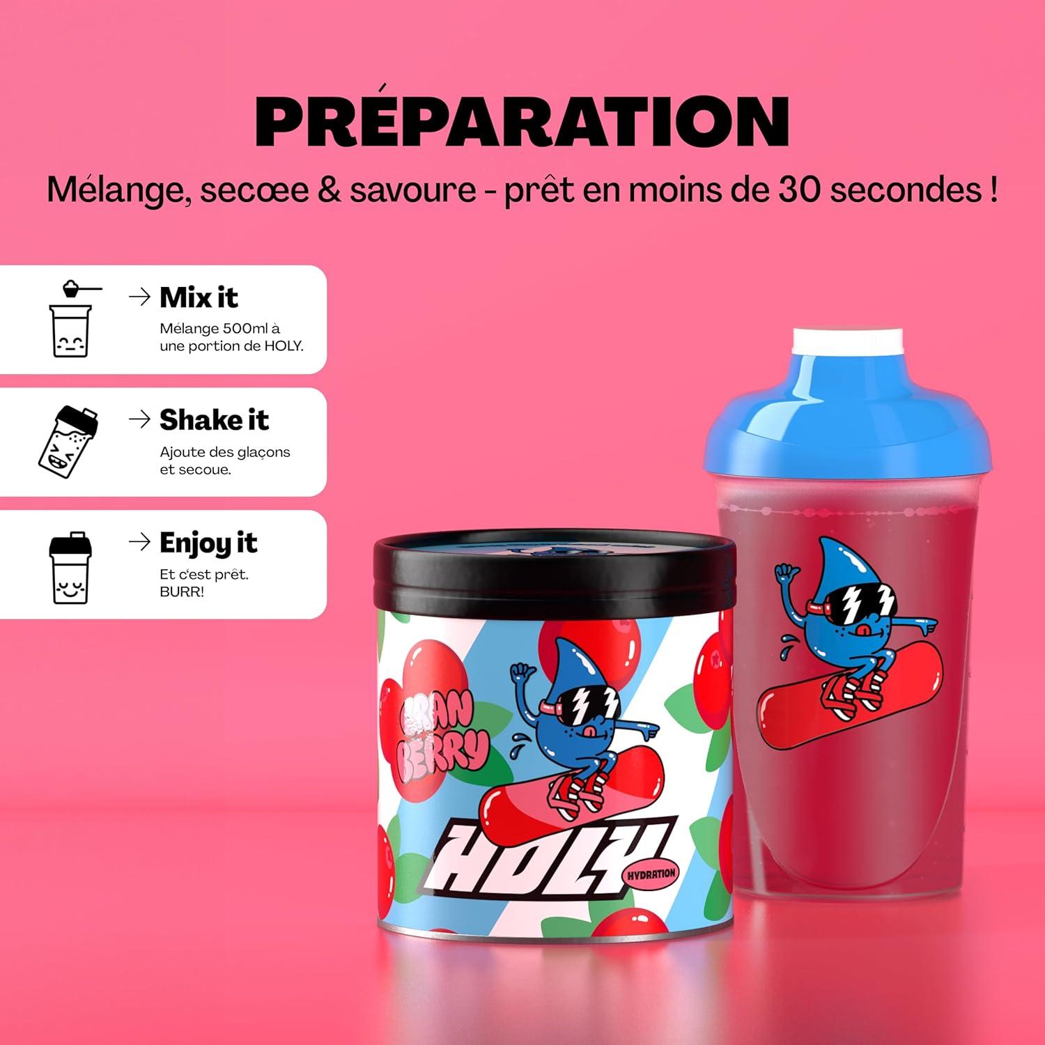 image:imageHOLY Hydration Coconut 50 portions dlectrolytes et minraux prcieux Boisson hydratante Vgtalien avec armes de fruits 100 naturels 350 gCranberry