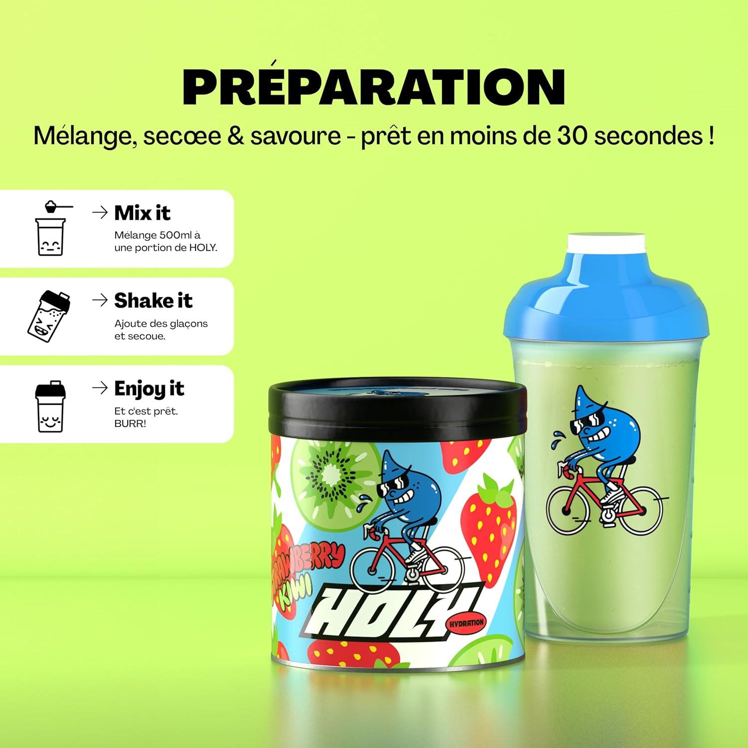 image:imageHOLY Hydration Coconut 50 portions dlectrolytes et minraux prcieux Boisson hydratante Vgtalien avec armes de fruits 100 naturels 350 gStrawberry Kiwi