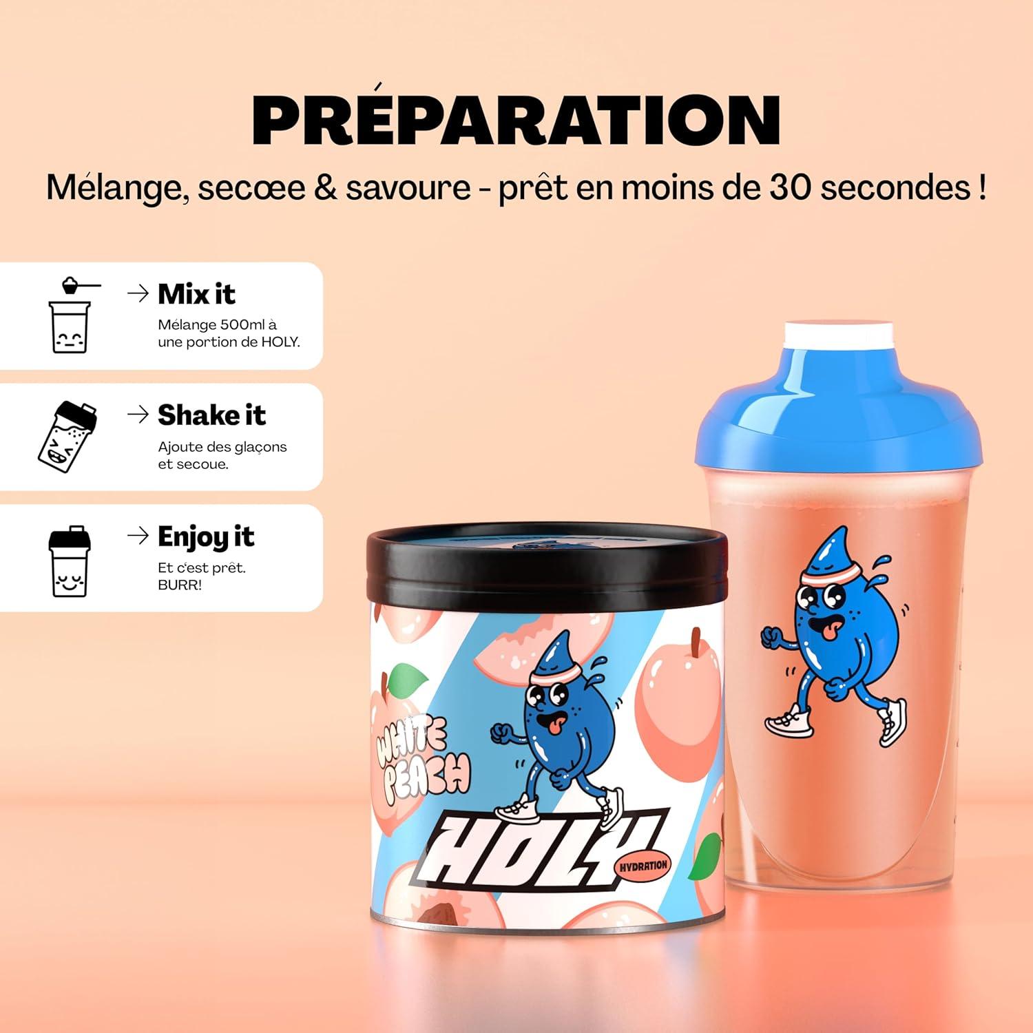 image:imageHOLY Hydration Coconut 50 portions dlectrolytes et minraux prcieux Boisson hydratante Vgtalien avec armes de fruits 100 naturels 350 gWhite Peach