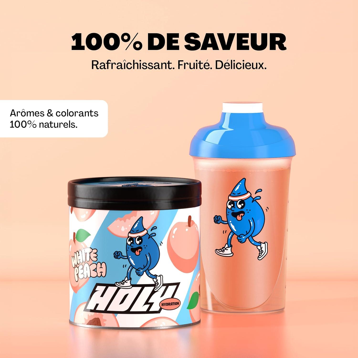 image:imageHOLY Hydration Coconut 50 portions dlectrolytes et minraux prcieux Boisson hydratante Vgtalien avec armes de fruits 100 naturels 350 gWhite Peach