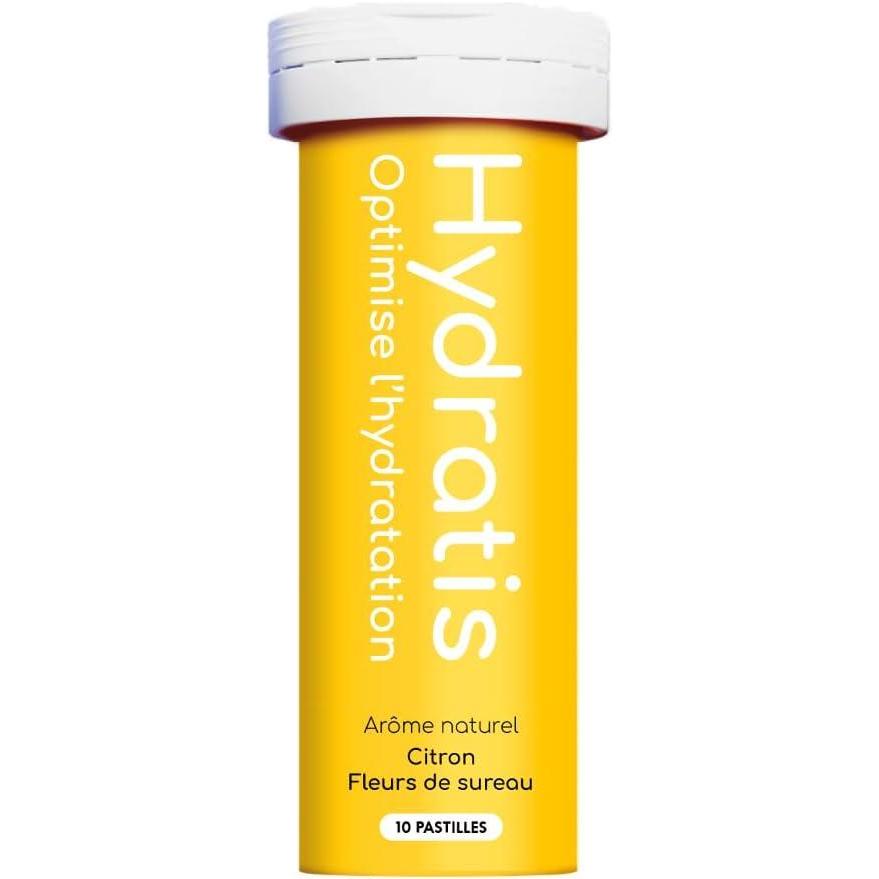 image:imageHYDRATIS  Pastilles Hydratation Electrolytes  CitronFleur de Sureau  Amliore lHydratation et Favorise lnergie  Formule Isotonique  Sport Rcupration Bientre  1 mini tube10 Pastilles1 MINI TUBE