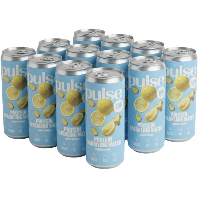 image:imagePulse Protein  Pack de 12 Eaux Ptillantes Protines Fruits Rouges 330 ml  Faible en sucre  Sans conservateurs  Sans armes artificiels  10 g de protines par canette  Vegan ampamp rafrachissantCitron gingembre