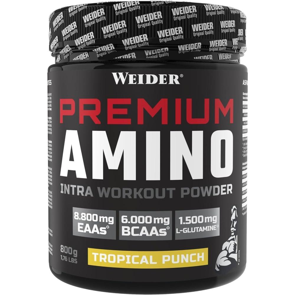 image:imageWeider Premium Amino Boisson IntraEntranement avec EAAs Glucides et lectrolytes Complexe dAminos Acides avec LGlutamine Pour Plus dnergie pendant lEntranement 800g TropicalTropical Punch