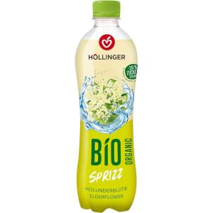 HÖLLINGER Bio Spritz Elderflower, Boisson Pétillante Biologique Végétalienne, Sans Sucre Ajouté, Bouteille PET 500ml