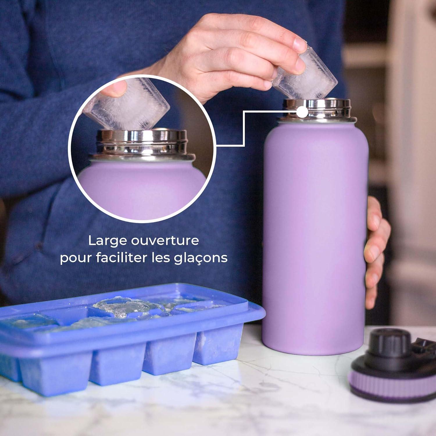 image:imageBOZ Gourde Isotherme En Acier Inoxydable 1L Sans BPA Isolation Sous Vide Gourde Inox Avec Couvercle Anti Germe Bouteille dEau 1 Litre pour Bureau Sport Voiture Randonne Gym Bleu clairNoir Lavande