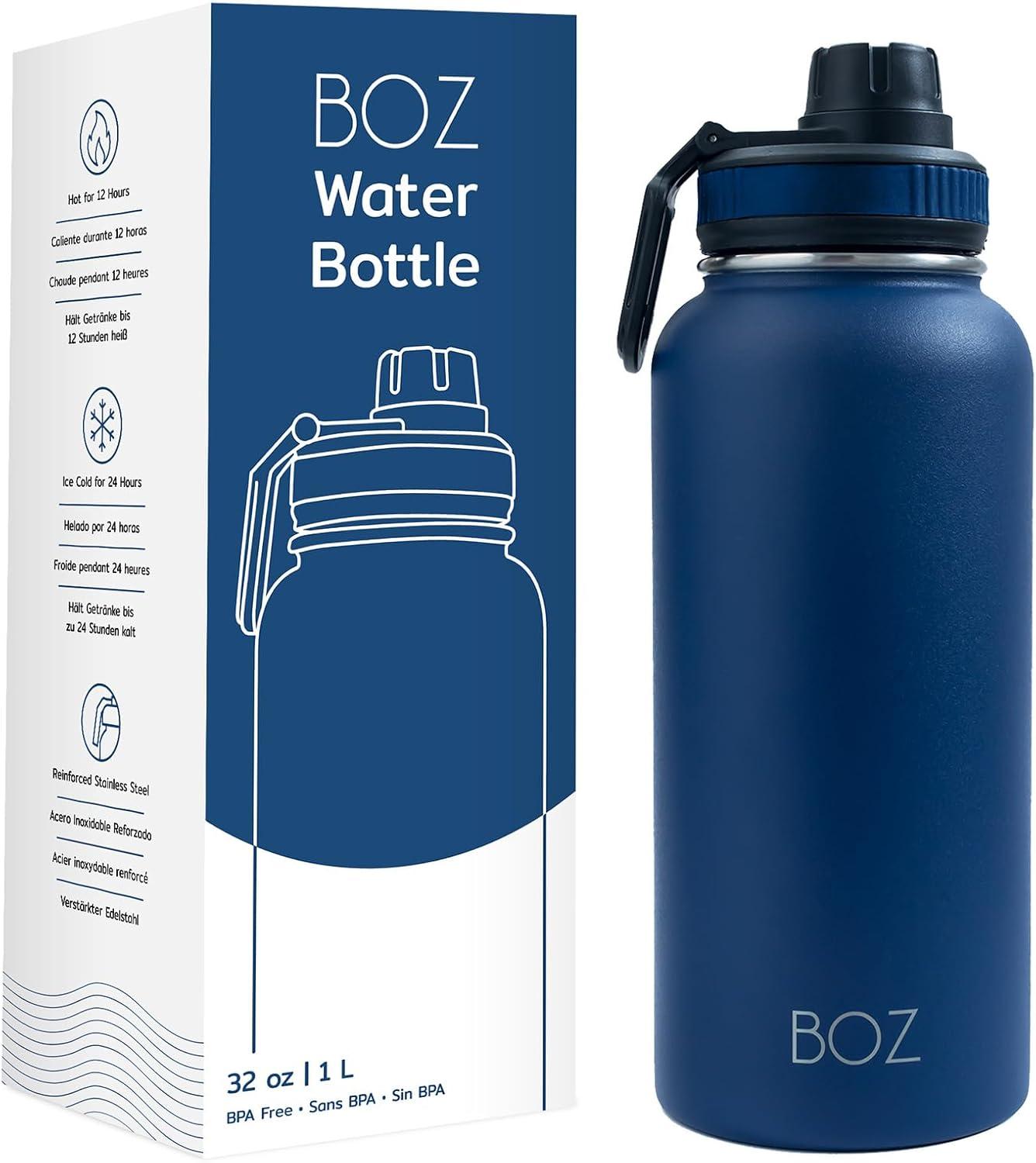 image:imageBOZ Gourde Isotherme En Acier Inoxydable 1L Sans BPA Isolation Sous Vide Gourde Inox Avec Couvercle Anti Germe Bouteille dEau 1 Litre pour Bureau Sport Voiture Randonne Gym Bleu clairBleu