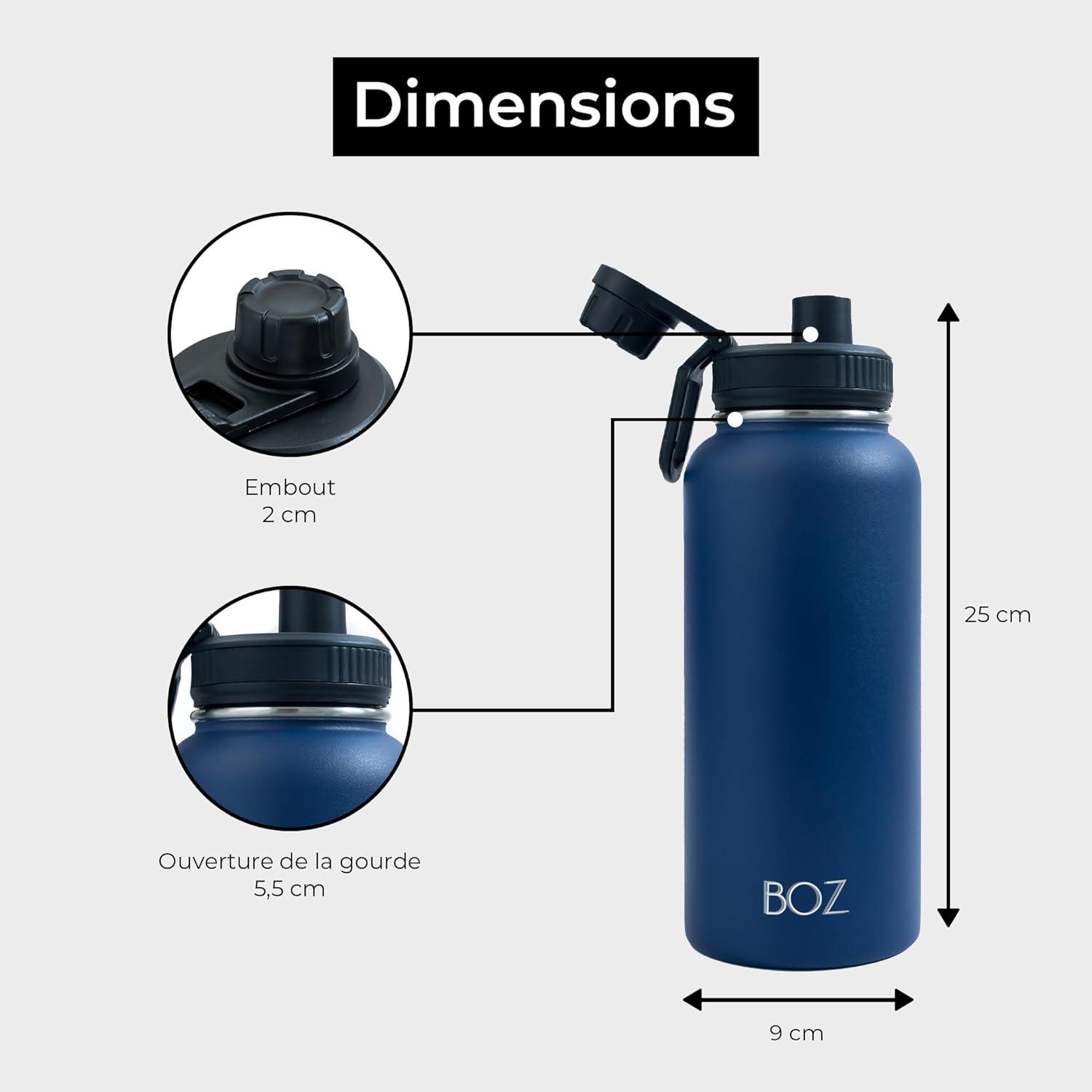 image:imageBOZ Gourde Isotherme En Acier Inoxydable 1L Sans BPA Isolation Sous Vide Gourde Inox Avec Couvercle Anti Germe Bouteille dEau 1 Litre pour Bureau Sport Voiture Randonne Gym Bleu clairBleu