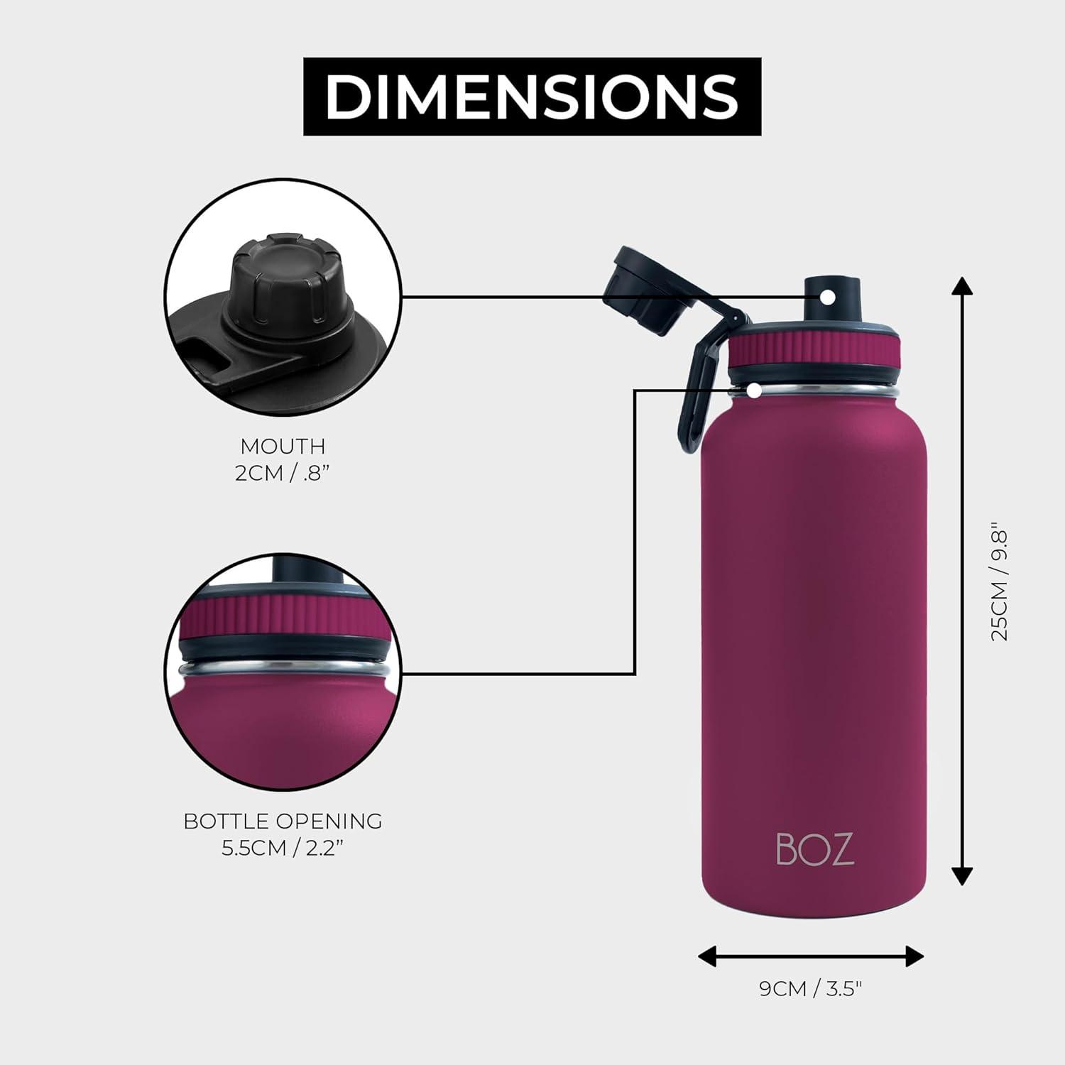 image:imageBOZ Gourde Isotherme En Acier Inoxydable 1L Sans BPA Isolation Sous Vide Gourde Inox Avec Couvercle Anti Germe Bouteille dEau 1 Litre pour Bureau Sport Voiture Randonne Gym Bleu clairPrune