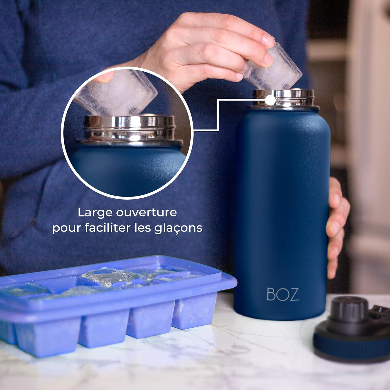 image:imageBOZ Gourde Isotherme En Acier Inoxydable 1L Sans BPA Isolation Sous Vide Gourde Inox Avec Couvercle Anti Germe Bouteille dEau 1 Litre pour Bureau Sport Voiture Randonne Gym Bleu clairBleu