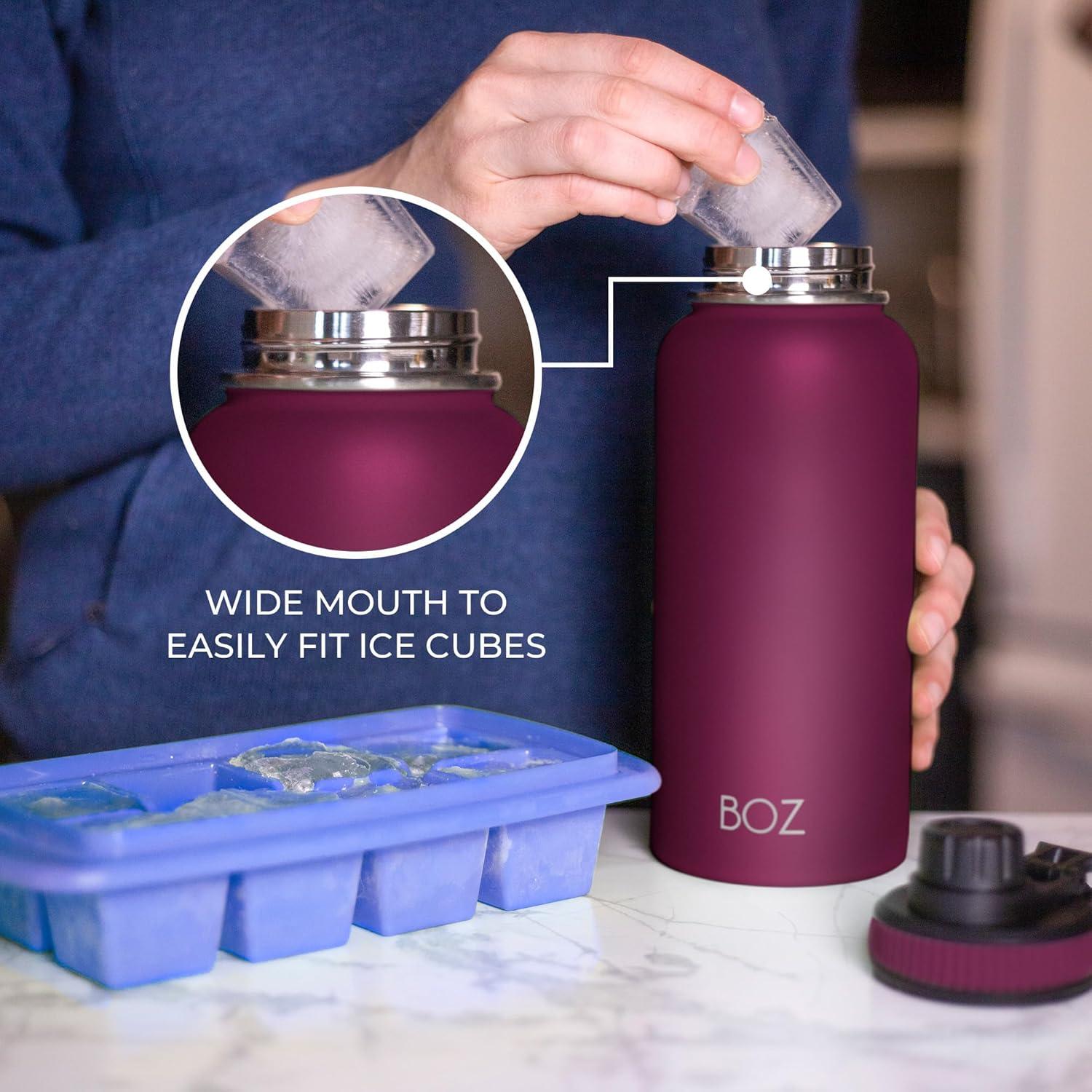 image:imageBOZ Gourde Isotherme En Acier Inoxydable 1L Sans BPA Isolation Sous Vide Gourde Inox Avec Couvercle Anti Germe Bouteille dEau 1 Litre pour Bureau Sport Voiture Randonne Gym Bleu clairPrune