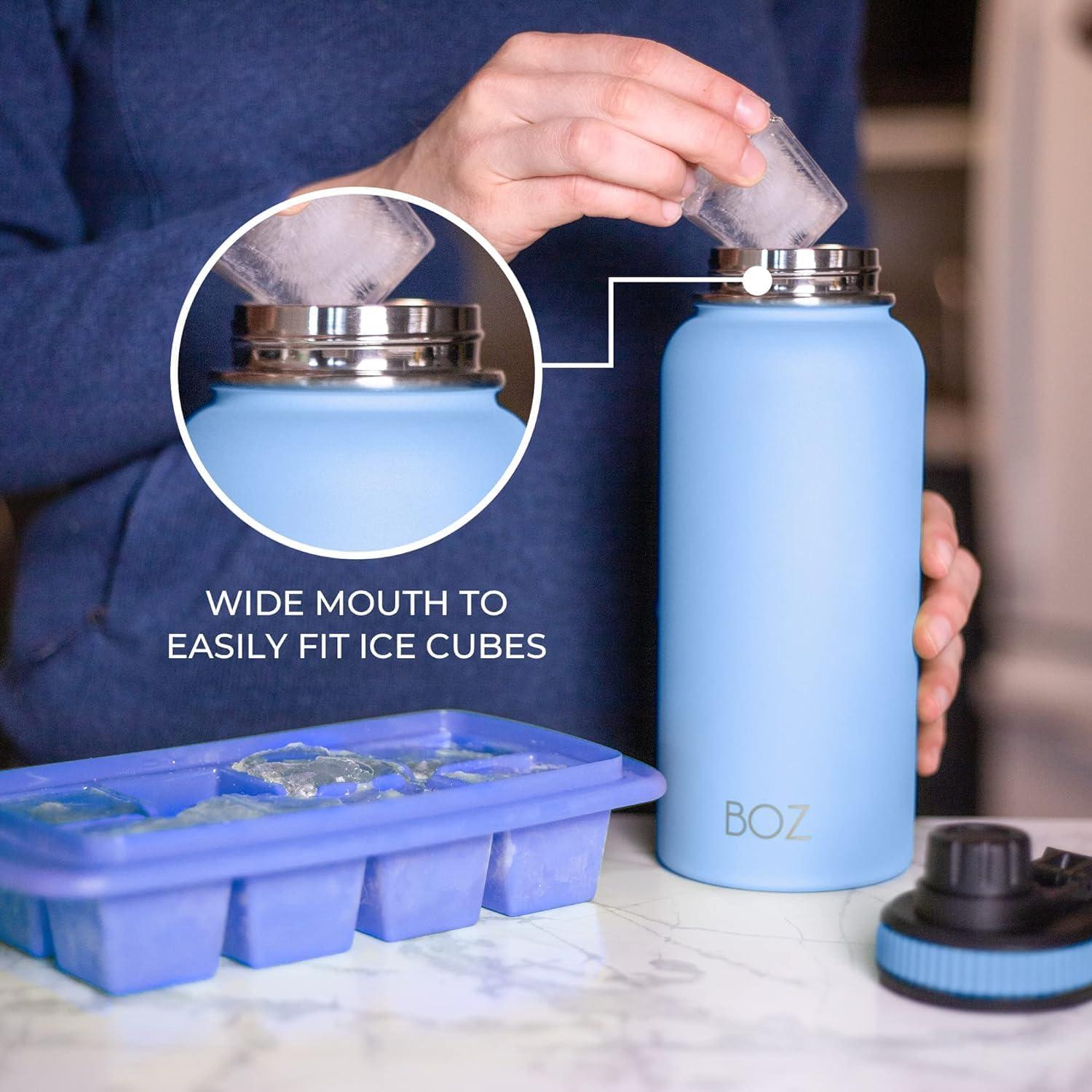 image:imageBOZ Gourde Isotherme En Acier Inoxydable 1L Sans BPA Isolation Sous Vide Gourde Inox Avec Couvercle Anti Germe Bouteille dEau 1 Litre pour Bureau Sport Voiture Randonne Gym Bleu clairBleu Clair