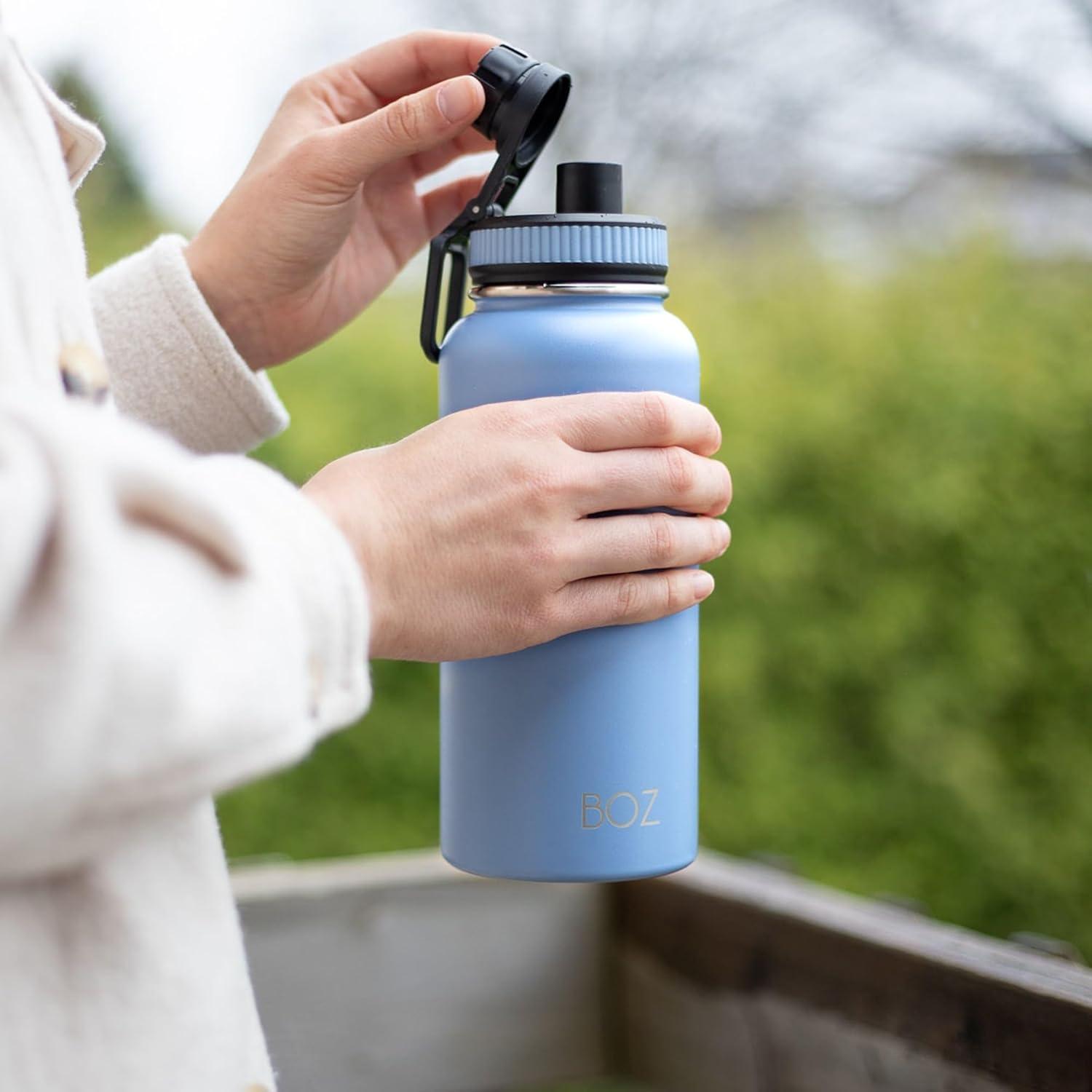 image:imageBOZ Gourde Isotherme En Acier Inoxydable 1L Sans BPA Isolation Sous Vide Gourde Inox Avec Couvercle Anti Germe Bouteille dEau 1 Litre pour Bureau Sport Voiture Randonne Gym Bleu clairBleu Clair