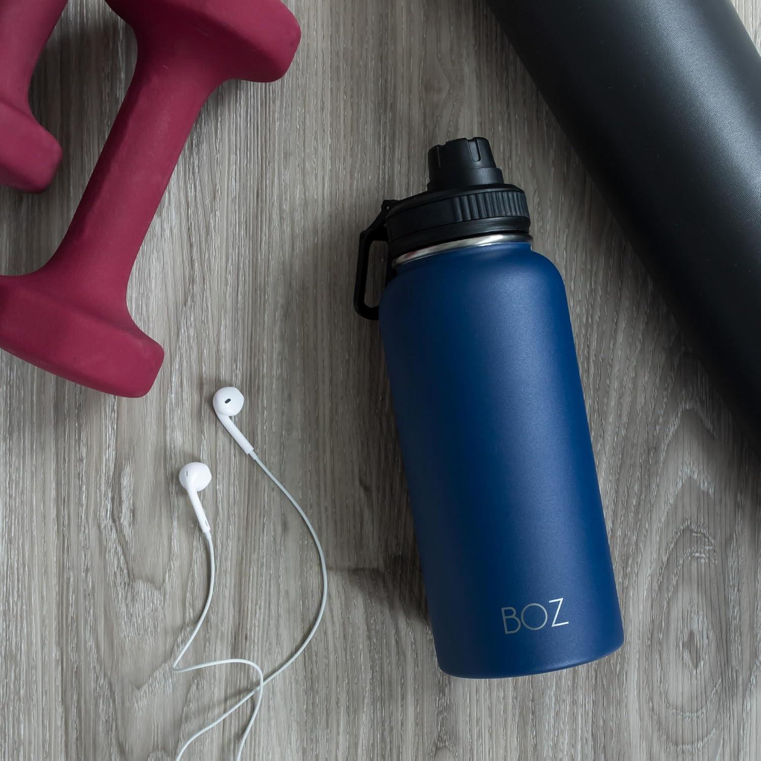 image:imageBOZ Gourde Isotherme En Acier Inoxydable 1L Sans BPA Isolation Sous Vide Gourde Inox Avec Couvercle Anti Germe Bouteille dEau 1 Litre pour Bureau Sport Voiture Randonne Gym Bleu clairBleu