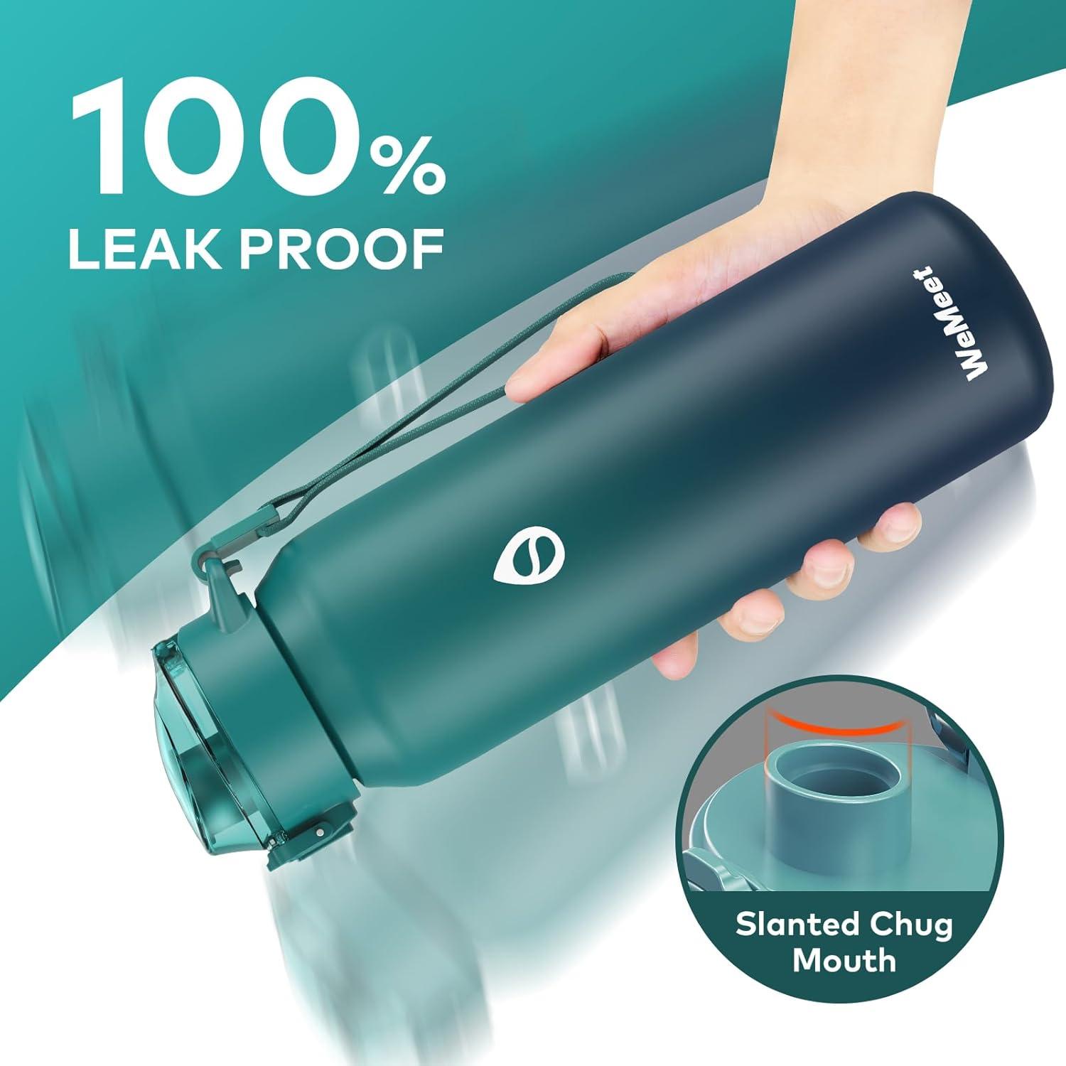 image:imageGourde Isotherme avec Paille Amovible 1L1000ml Bouteille Isotherme tanche sans BPA 1810 Gourde Inox AntiFuite pour Sport Gym VoyageBleu Bleu