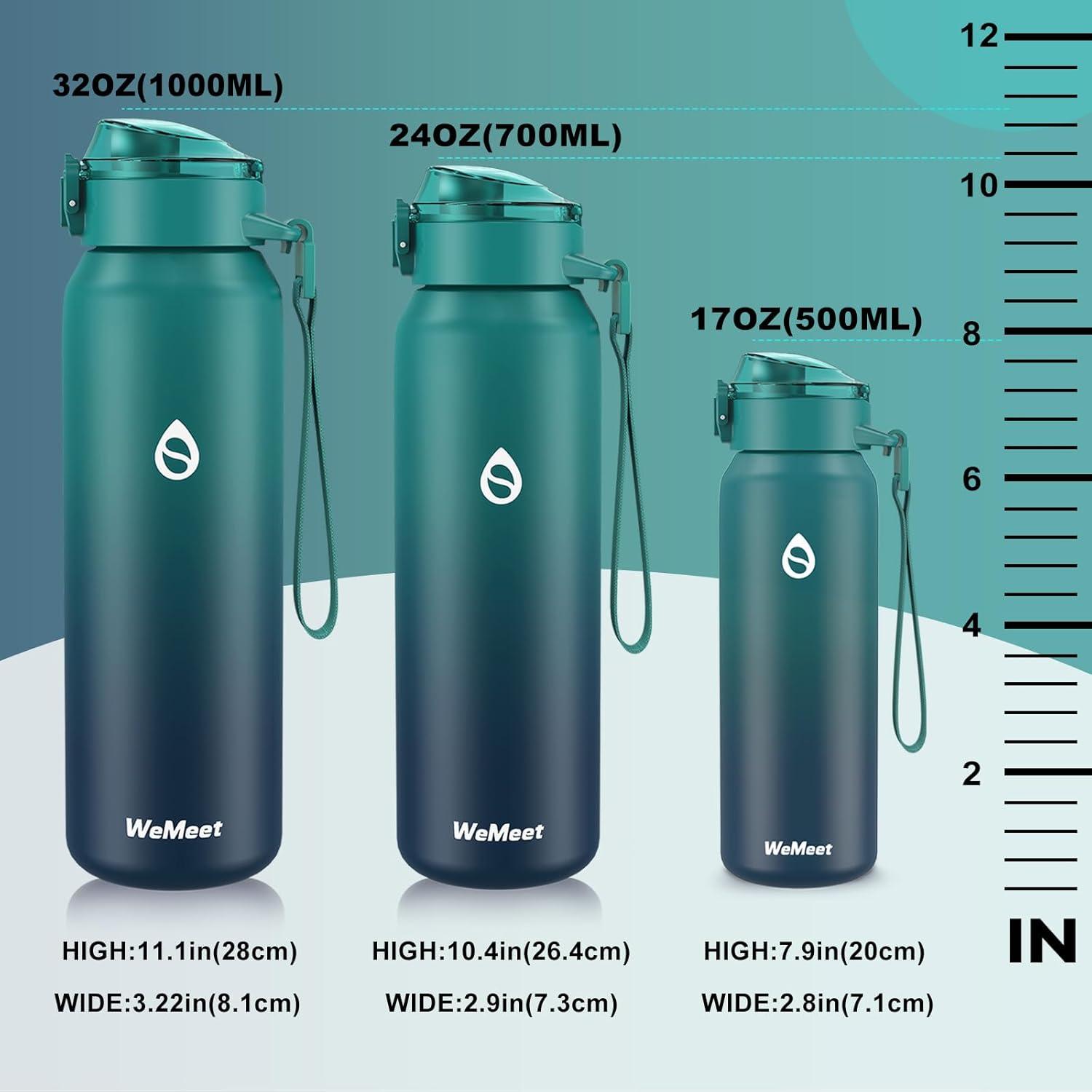 image:imageGourde Isotherme avec Paille Amovible 1L1000ml Bouteille Isotherme tanche sans BPA 1810 Gourde Inox AntiFuite pour Sport Gym VoyageBleu Bleu