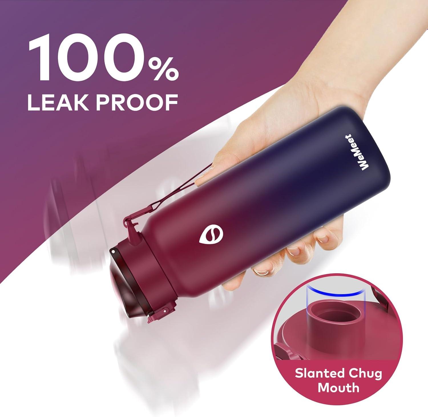 image:imageGourde Isotherme avec Paille Amovible 1L1000ml Bouteille Isotherme tanche sans BPA 1810 Gourde Inox AntiFuite pour Sport Gym VoyageRouge Noir