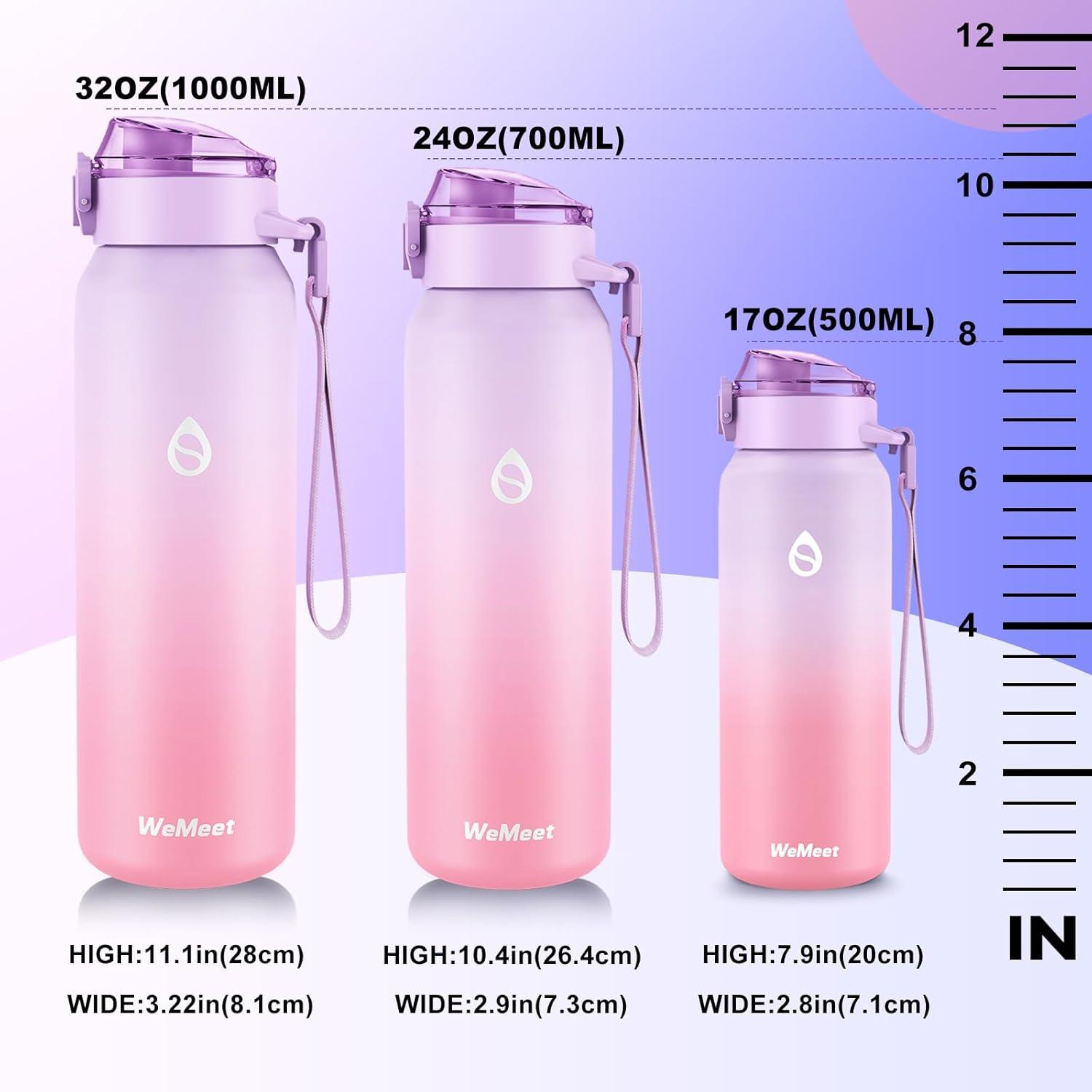 image:imageGourde Isotherme avec Paille Amovible 1L1000ml Bouteille Isotherme tanche sans BPA 1810 Gourde Inox AntiFuite pour Sport Gym VoyageViolet Rose