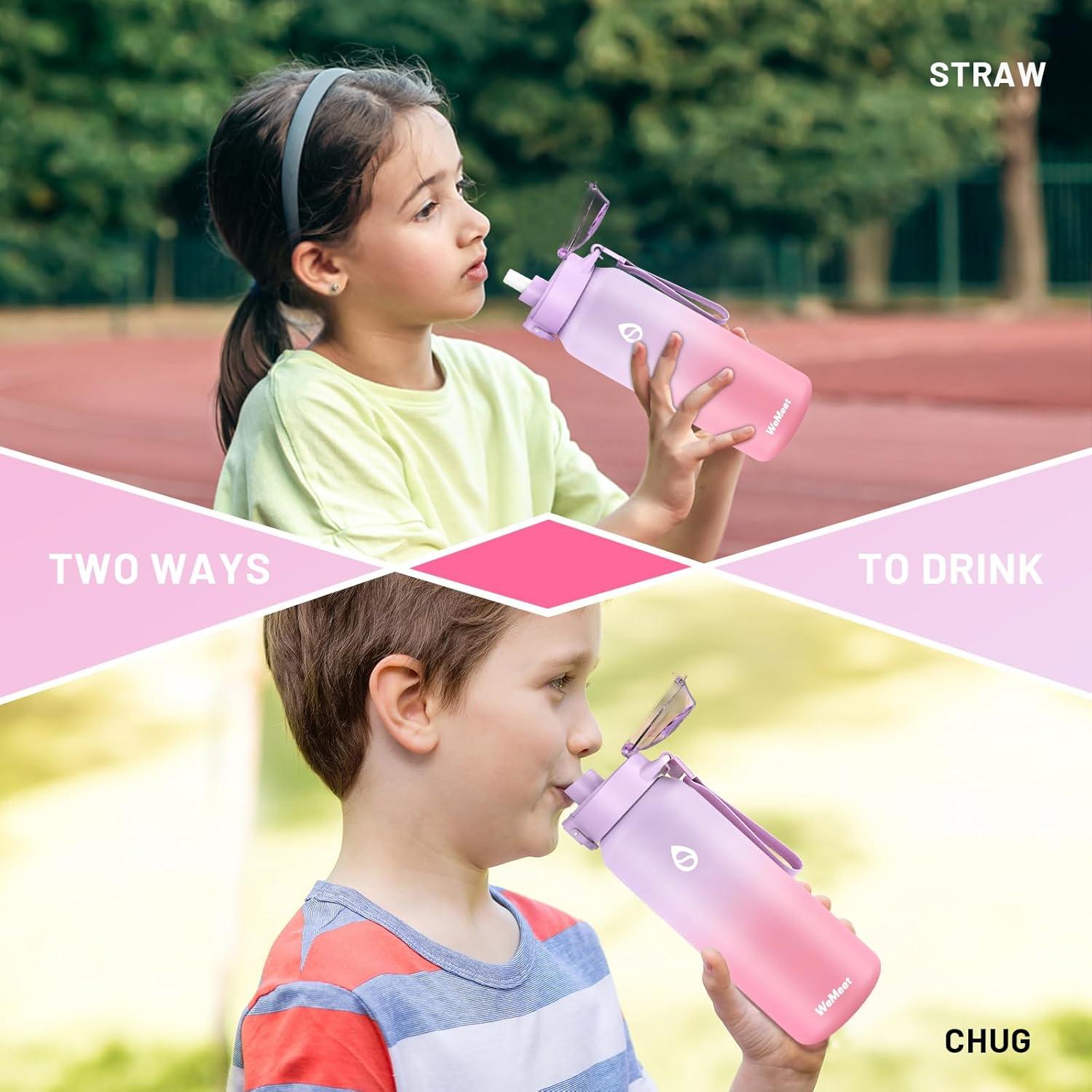 image:imageGourde Isotherme avec Paille Amovible 1L1000ml Bouteille Isotherme tanche sans BPA 1810 Gourde Inox AntiFuite pour Sport Gym VoyageViolet Rose