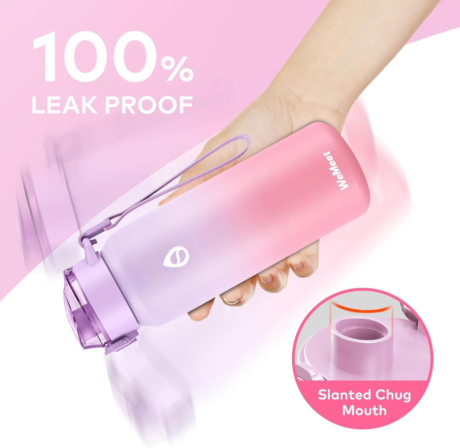 image:imageGourde Isotherme avec Paille Amovible 1L1000ml Bouteille Isotherme tanche sans BPA 1810 Gourde Inox AntiFuite pour Sport Gym VoyageViolet Rose