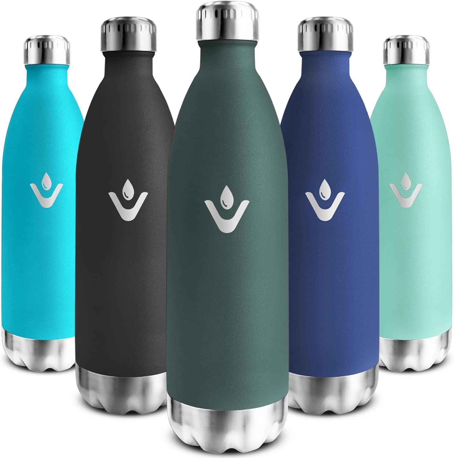 image:imageMotswedi Gourde Isotherme 750ml Gourde Inox Enfant 24h Froid ampamp 12h Chaud Thermos Isotherme sans BPA Rutilisable Bouteille deau pour Randonne Sport Fitness Gym Bleu FoncVert Militaire