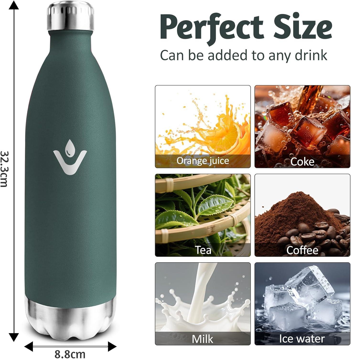 image:imageMotswedi Gourde Isotherme 750ml Gourde Inox Enfant 24h Froid ampamp 12h Chaud Thermos Isotherme sans BPA Rutilisable Bouteille deau pour Randonne Sport Fitness Gym Bleu FoncVert Militaire