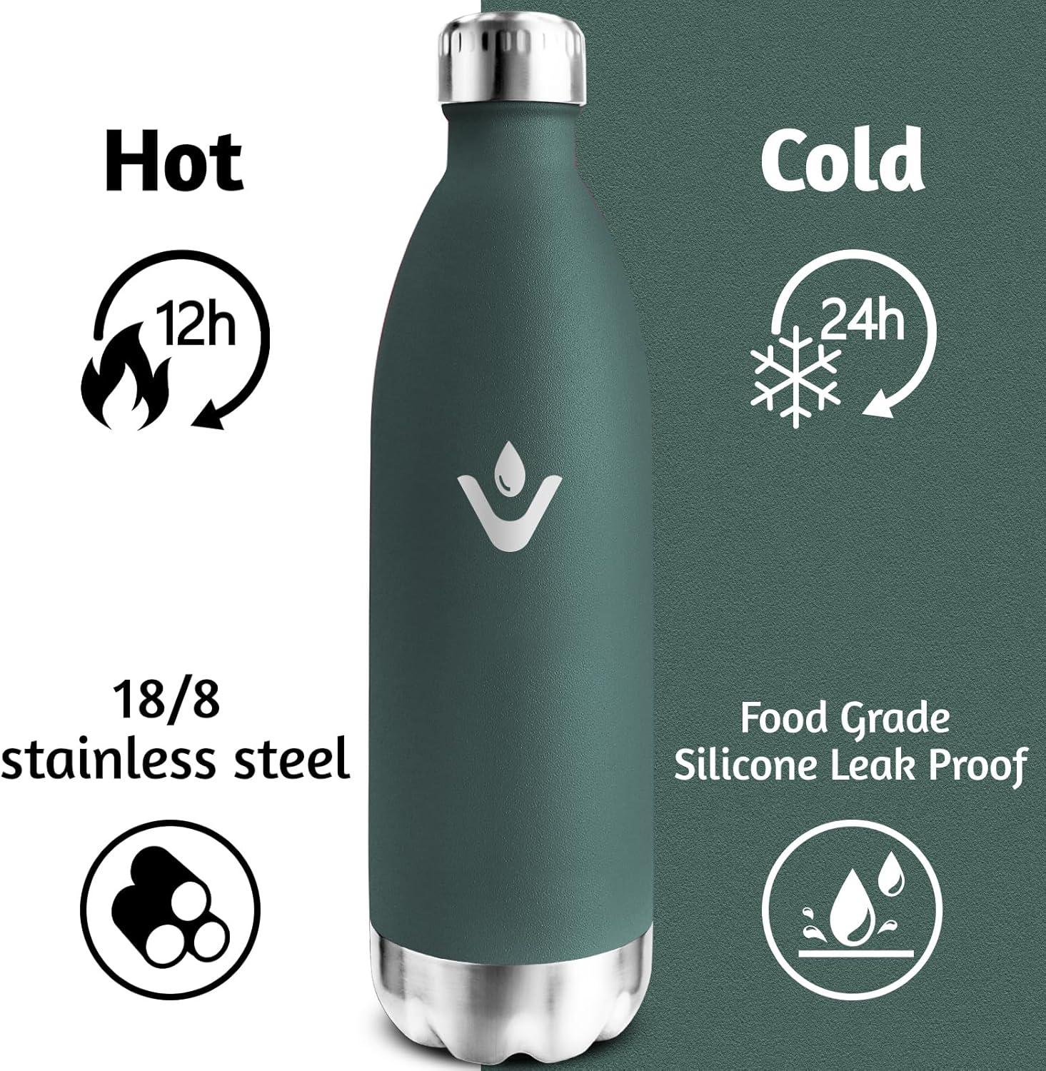 image:imageMotswedi Gourde Isotherme 750ml Gourde Inox Enfant 24h Froid ampamp 12h Chaud Thermos Isotherme sans BPA Rutilisable Bouteille deau pour Randonne Sport Fitness Gym Bleu FoncVert Militaire