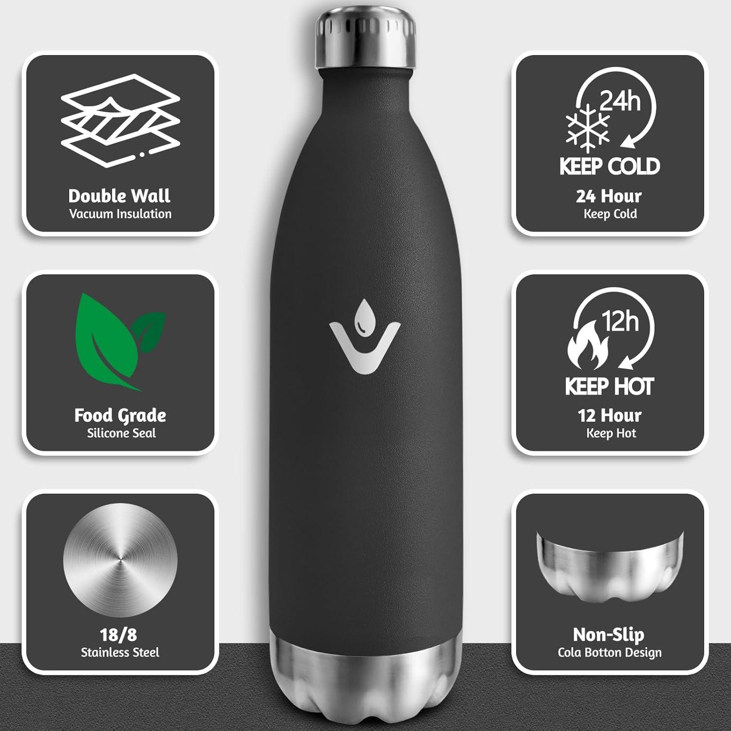 image:imageMotswedi Gourde Isotherme 750ml Gourde Inox Enfant 24h Froid ampamp 12h Chaud Thermos Isotherme sans BPA Rutilisable Bouteille deau pour Randonne Sport Fitness Gym Bleu FoncNoir