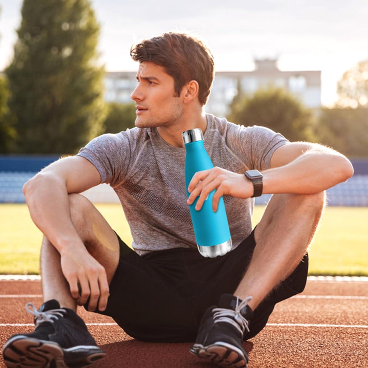 image:imageMotswedi Gourde Isotherme 750ml Gourde Inox Enfant 24h Froid ampamp 12h Chaud Thermos Isotherme sans BPA Rutilisable Bouteille deau pour Randonne Sport Fitness Gym Bleu FoncBleu Ciel