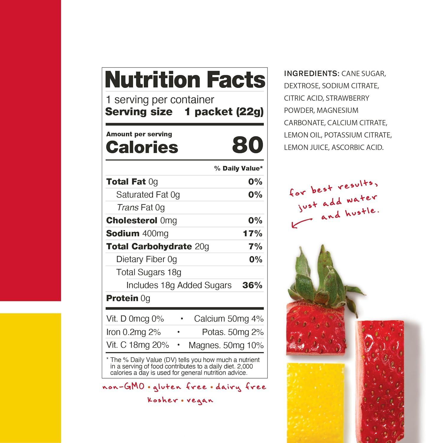 image:imageSKRATCH LABS Sport Hydration Drink Mix Poudre de glucides et dlectrolytes 22g Fraise Citron Endurance Entranement Comptition Sans gluten Vegan Keto