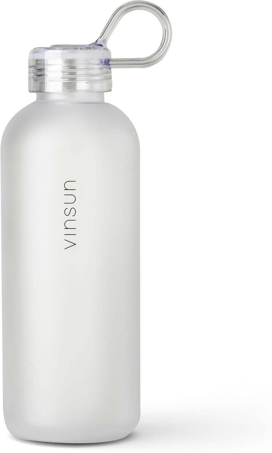 image:imageVINSUN Gourde Sport 650ml avec Poigne Rutilisable Sans BPA Tritan tanche Bouteille dEau lgre pour Sport Excursion cole BureauBlanc