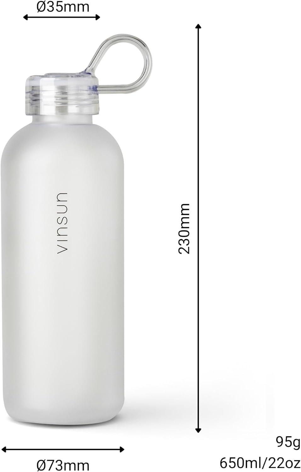 image:imageVINSUN Gourde Sport 650ml avec Poigne Rutilisable Sans BPA Tritan tanche Bouteille dEau lgre pour Sport Excursion cole BureauBlanc