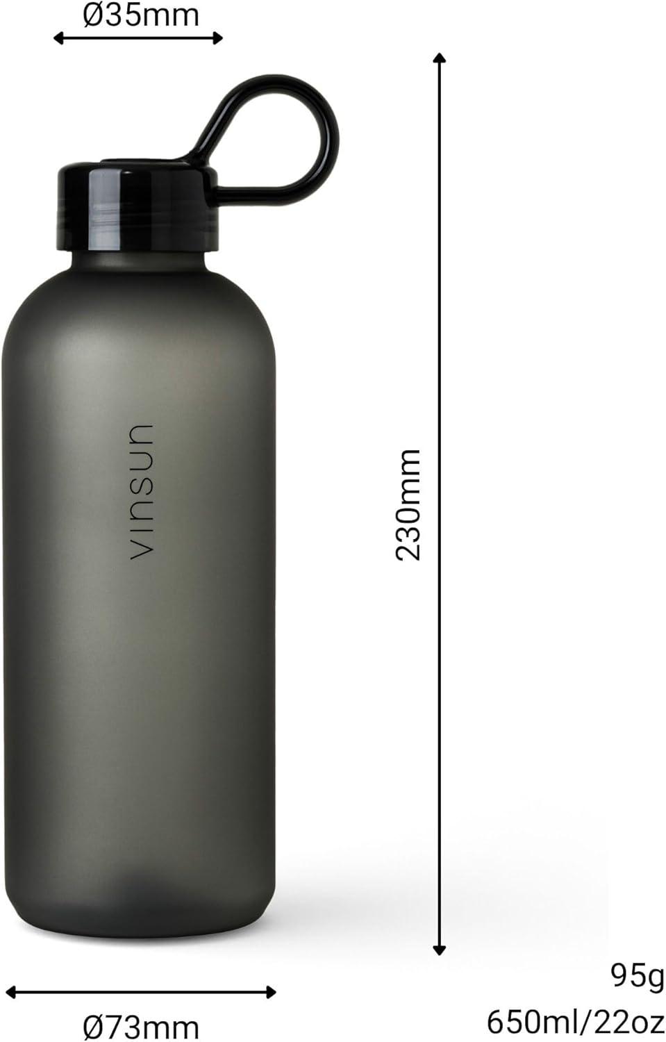 image:imageVINSUN Gourde Sport 650ml avec Poigne Rutilisable Sans BPA Tritan tanche Bouteille dEau lgre pour Sport Excursion cole BureauNoir