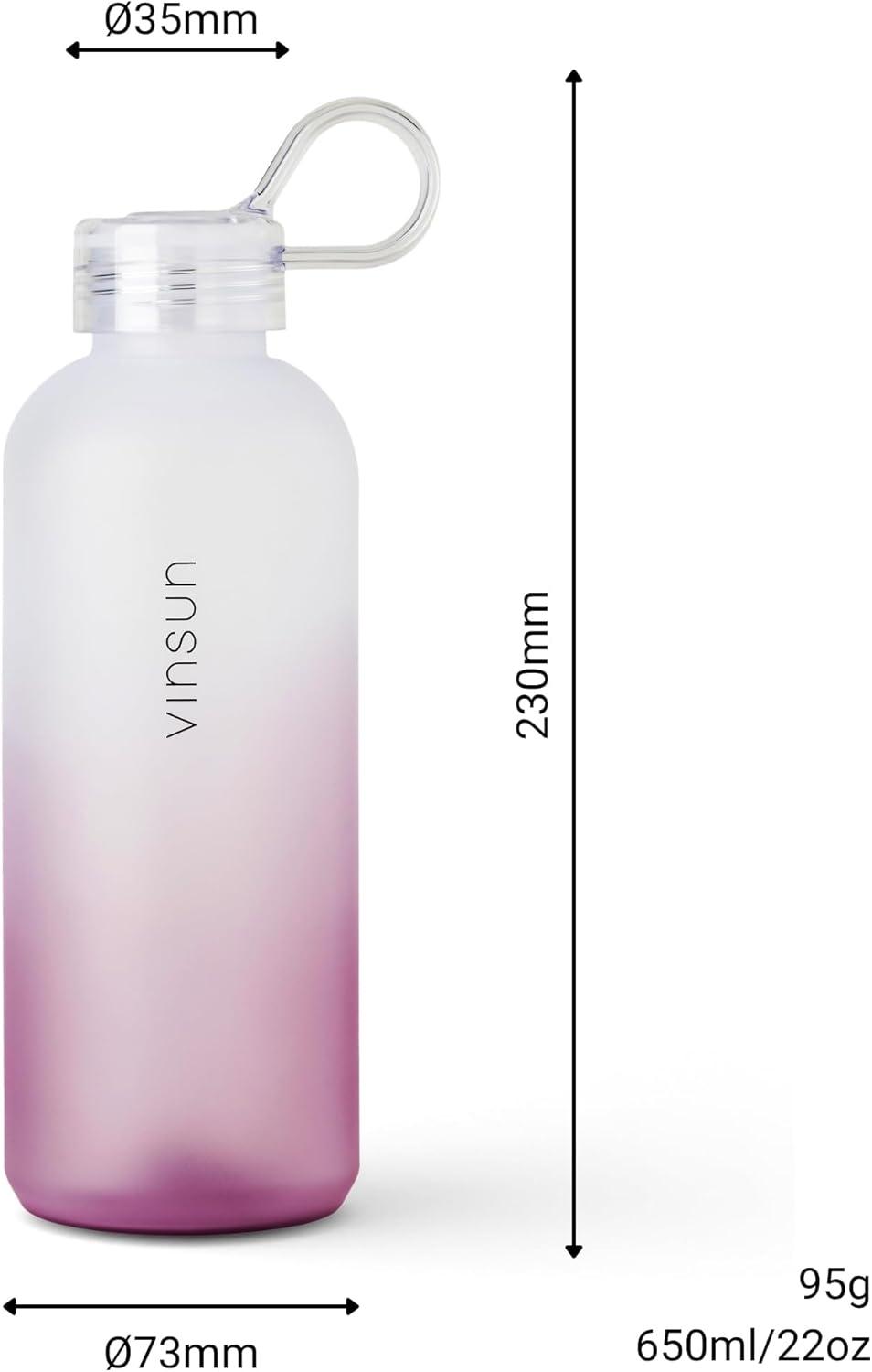 image:imageVINSUN Gourde Sport 650ml avec Poigne Rutilisable Sans BPA Tritan tanche Bouteille dEau lgre pour Sport Excursion cole BureauRose