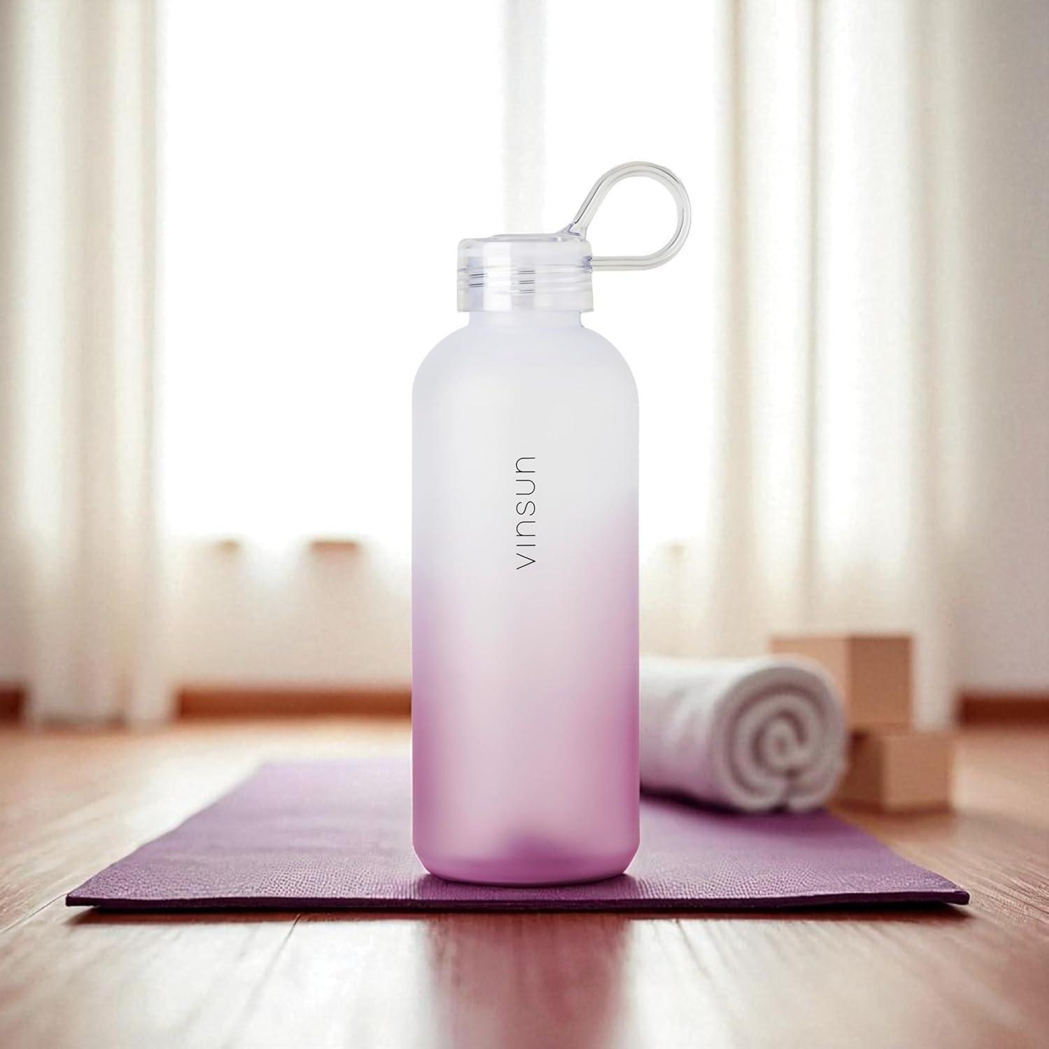 image:imageVINSUN Gourde Sport 650ml avec Poigne Rutilisable Sans BPA Tritan tanche Bouteille dEau lgre pour Sport Excursion cole BureauRose