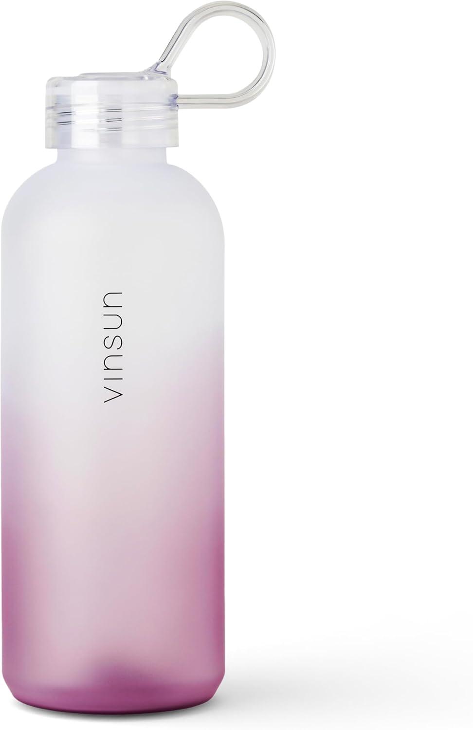 image:imageVINSUN Gourde Sport 650ml avec Poigne Rutilisable Sans BPA Tritan tanche Bouteille dEau lgre pour Sport Excursion cole BureauRose