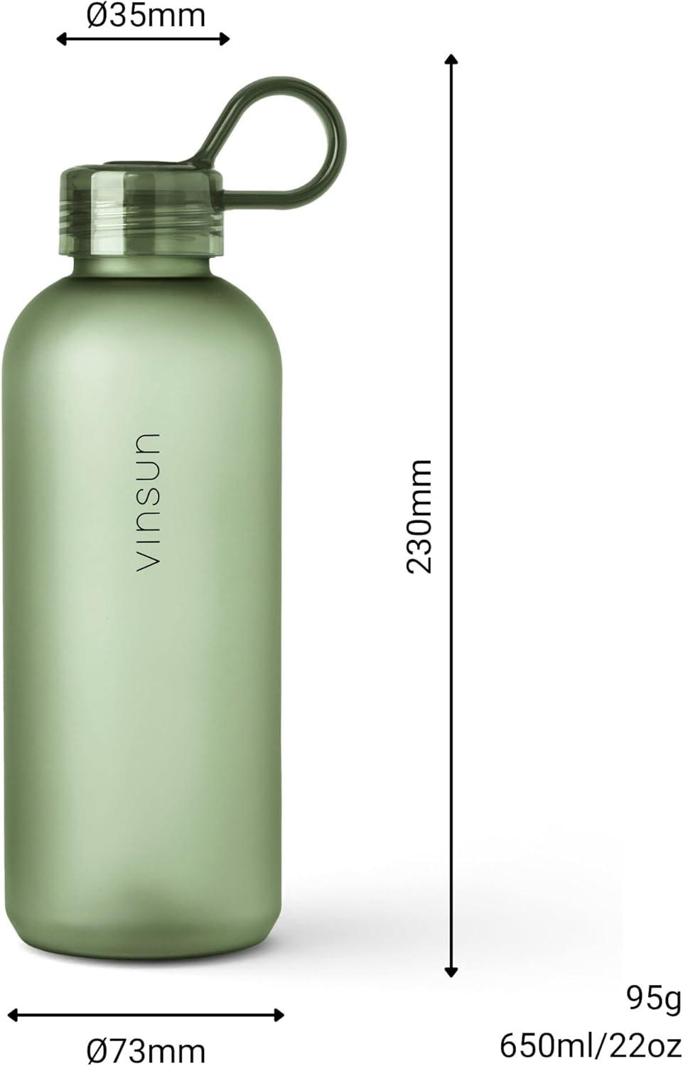 image:imageVINSUN Gourde Sport 650ml avec Poigne Rutilisable Sans BPA Tritan tanche Bouteille dEau lgre pour Sport Excursion cole BureauVert