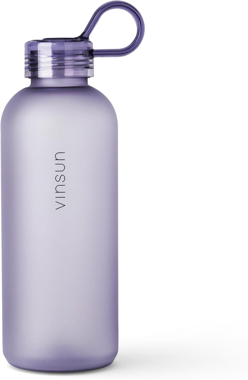 image:imageVINSUN Gourde Sport 650ml avec Poigne Rutilisable Sans BPA Tritan tanche Bouteille dEau lgre pour Sport Excursion cole BureauViolet