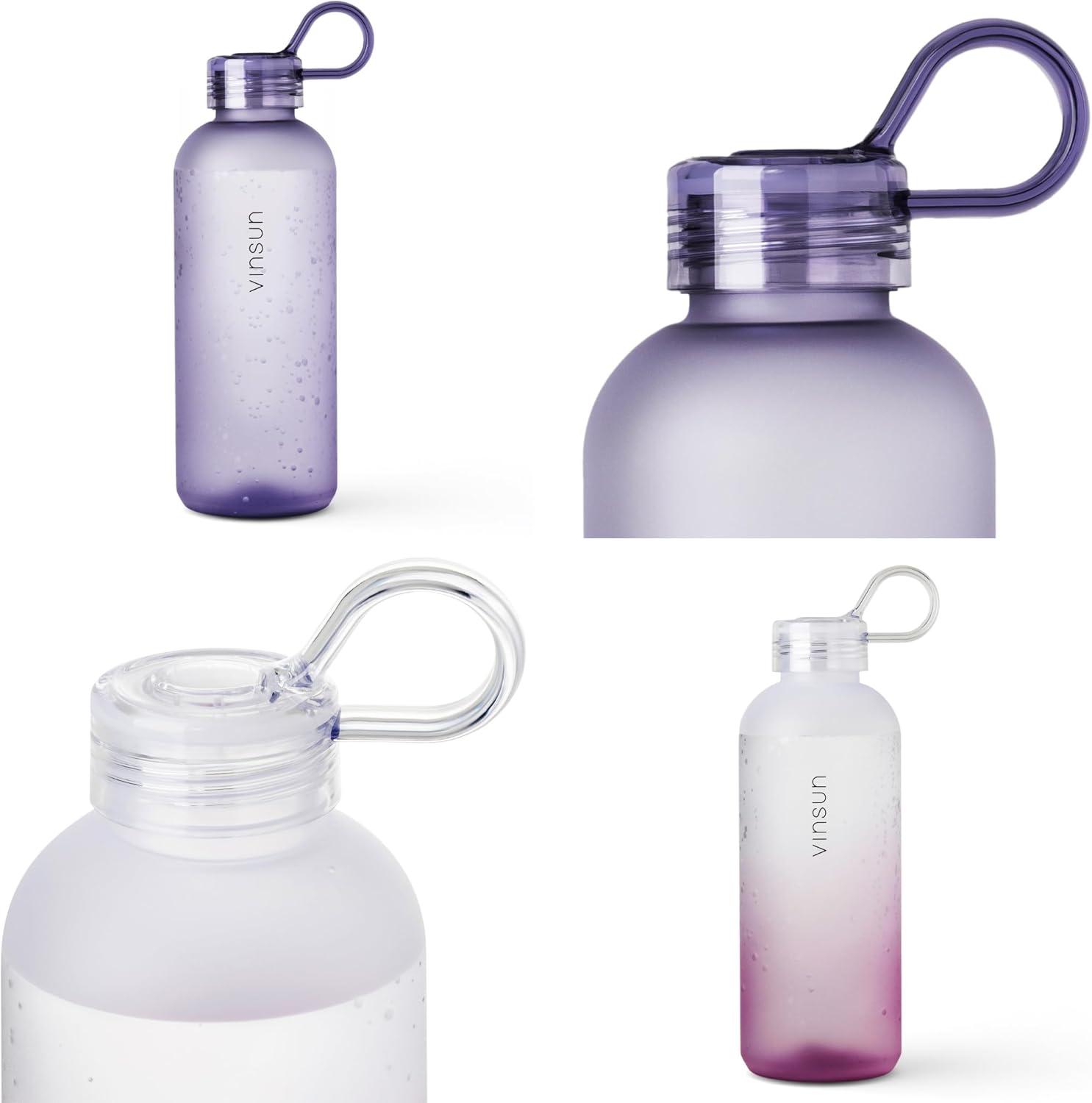 image:imageVINSUN Gourde Sport 650ml avec Poigne Rutilisable Sans BPA Tritan tanche Bouteille dEau lgre pour Sport Excursion cole BureauViolet