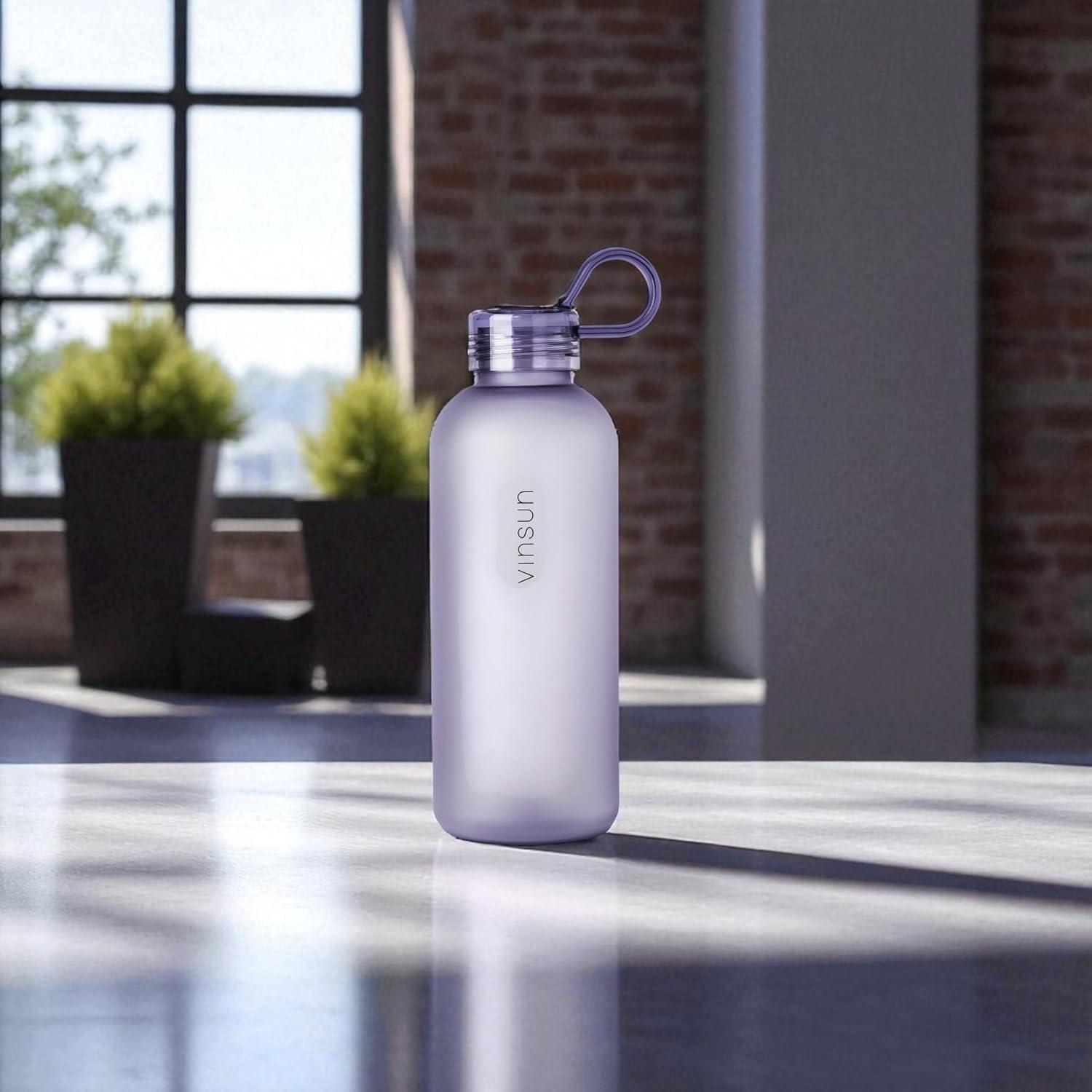 image:imageVINSUN Gourde Sport 650ml avec Poigne Rutilisable Sans BPA Tritan tanche Bouteille dEau lgre pour Sport Excursion cole BureauViolet