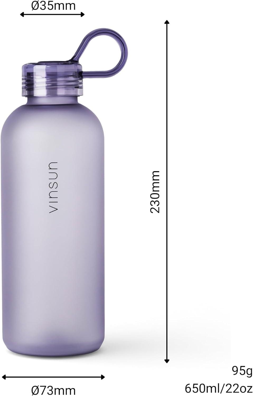 image:imageVINSUN Gourde Sport 650ml avec Poigne Rutilisable Sans BPA Tritan tanche Bouteille dEau lgre pour Sport Excursion cole BureauViolet
