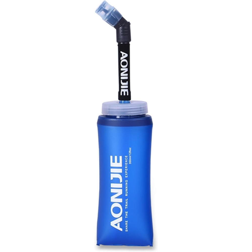 image:imageAzarxis Sac Porte Bouteille deau Souple 500 ml Gourde Main Pliable Bidon Hydratation pour Marathon Running Sport350ml avec Paille