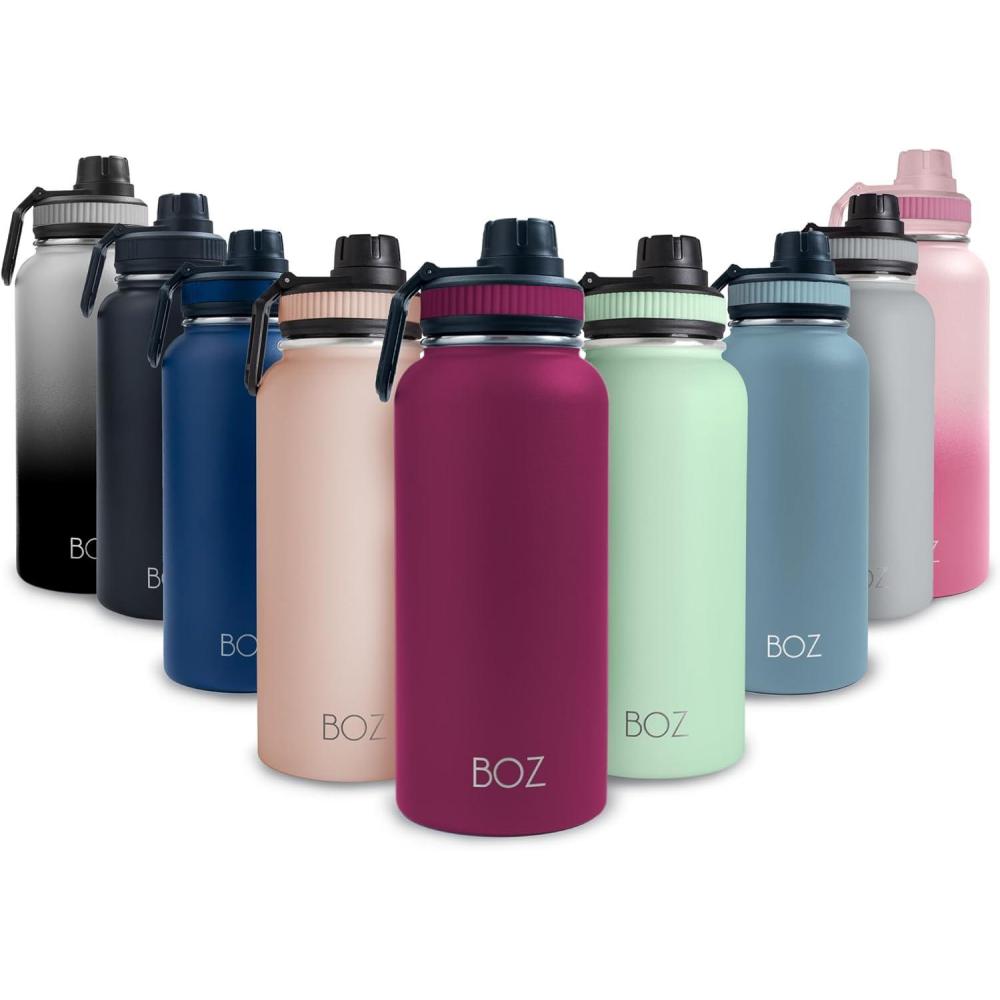 image:imageBOZ Gourde Isotherme En Acier Inoxydable 1L Sans BPA Isolation Sous Vide Gourde Inox Avec Couvercle Anti Germe Bouteille dEau 1 Litre pour Bureau Sport Voiture Randonne Gym Bleu clairPrune